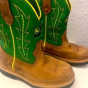 John deere green Boys size 12 leather cowboy boots